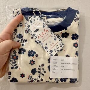 Alba of Denmark Blue Floral Gone At The Beach Short Sleeve Shirt